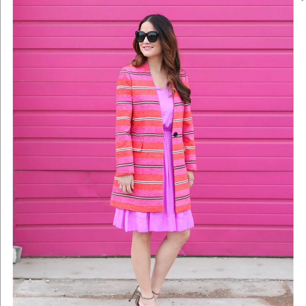 Banana Republic Stripe Collarless Coat